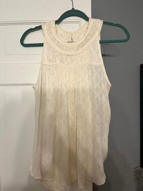 Anthropologie Maeve Cream Sleeveless Top, Off White Blouse, Layering Tank Ivory